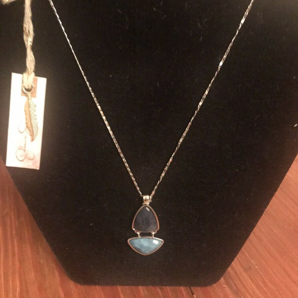 Jessica Simpson Multi Blue Two Stone Necklace